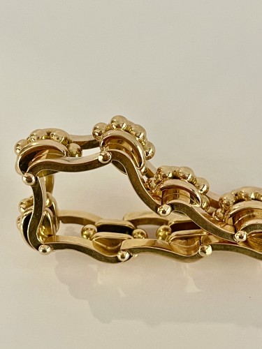 Bracelet "Tank" en or rose vers 1940-1950 - Bijouterie, Joaillerie Style Art Déco