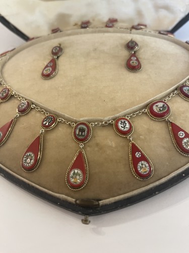 Parure en micro-mosaïque dans son écrin - Bijouterie, Joaillerie Style Louis-Philippe