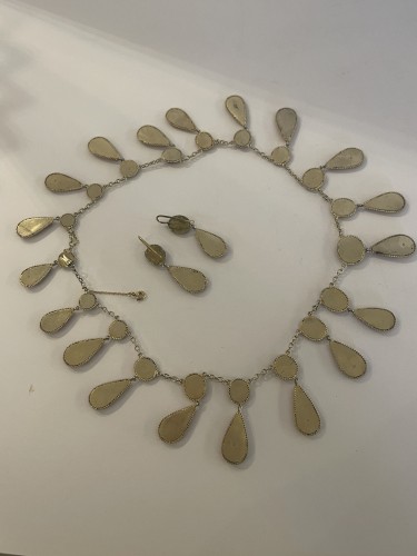 XIXe siècle - Parure en micro-mosaïque dans son écrin