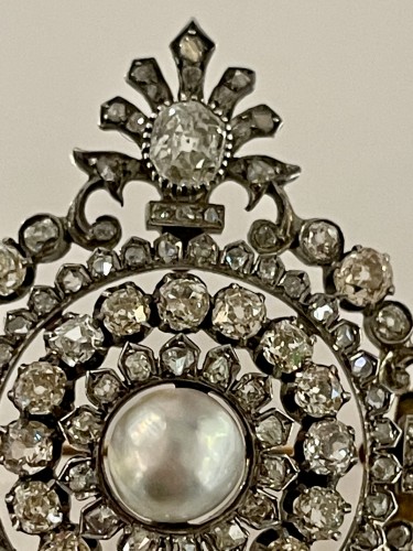 Napoléon III Brooch Pendant In Gold Silver And Diamonds - 