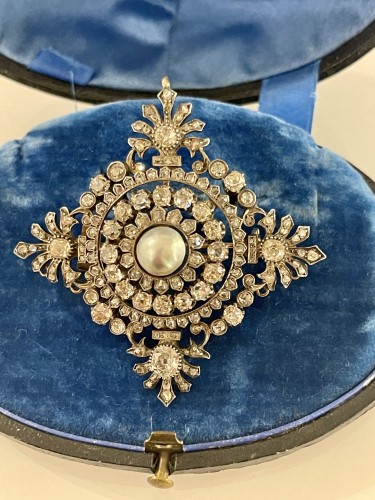 Broche pendentif Napoléon III en or, argent et diamants - Napoléon III