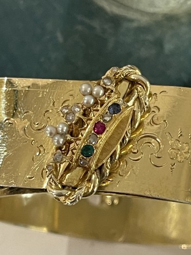 19th century - Bracelet In Gold And Vermeil Decorated With A Crown