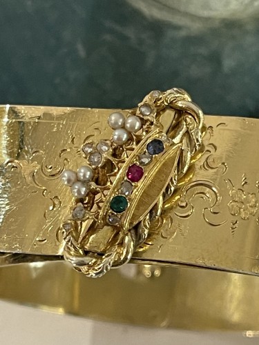 XIXe siècle - Bracelet en or et vermeil à décor d'une couronne