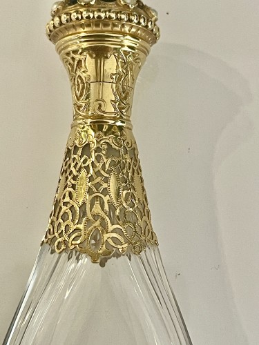 XIXe siècle - Flacon à sels en cristal, or, lapis lazuli et perles fines
