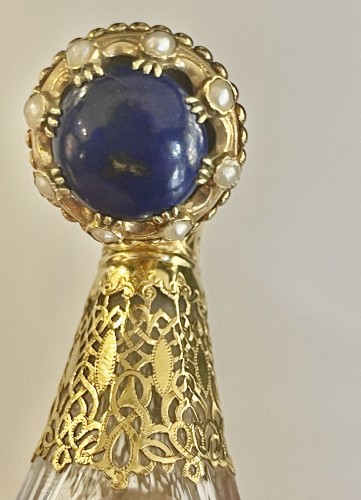 Flacon à sels en cristal, or, lapis lazuli et perles fines - Napoléon III