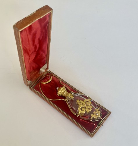 Cristal And Gold Scent Or Perfume Bottle In Its Original Box - Objects of Vertu Style Napoléon III