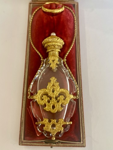 Cristal And Gold Scent Or Perfume Bottle In Its Original Box - Napoléon III