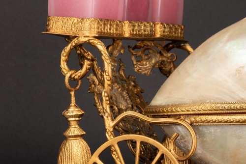 Objects of Vertu  - Large Perfume Carriage Opaline Pink And Mother Of Pearl Napoleon III Period