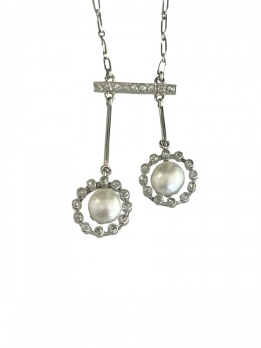Negligé Necklace In Platinum And Naturals Pearls