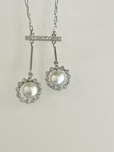 Negligé Necklace In Platinum And Naturals Pearls - 