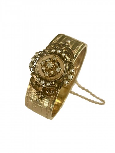 Bracelet Napoléon III, en or, perles et diamants