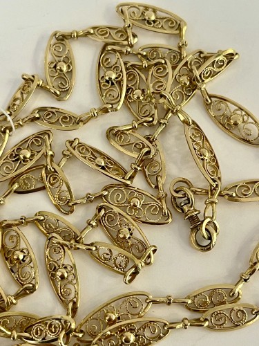 Sautoir en or fin XIXe siècle - Bijouterie, Joaillerie Style Napoléon III