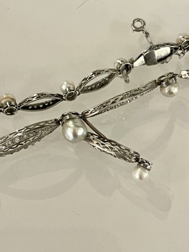 Art Déco - Art Deco naturals pearls ans platinum necklace