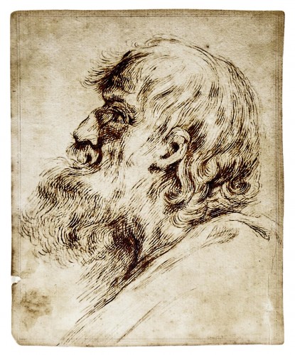 Head of a Man (Italy, 17th century) - Paintings & Drawings Style Louis XIII