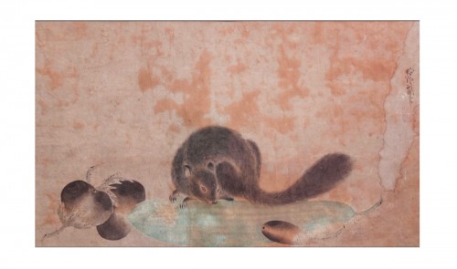 Écureuil avec de la nourriture - Japon XIXe siècle