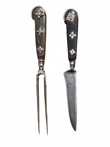 Antiquités - A Hunter’s Cutlery set - Germany, 17th century