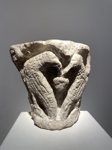 Chapiteau roman, France XIIe siècle - Sculpture Style Moyen Âge