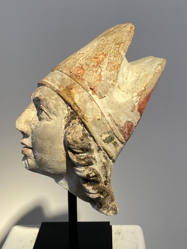 Religious Antiques  - Head of a young bishop, France 15th century