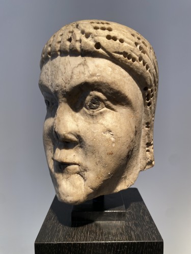 Sculpture  - Marble head of Man, Southern Italy 12th century