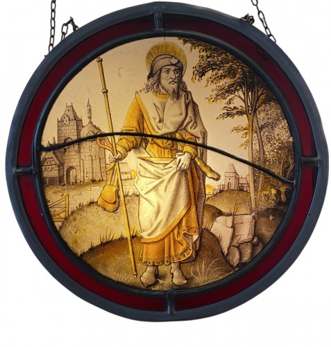 Stained glass Saint Jacob Major (from Compostella) Flanders 16th