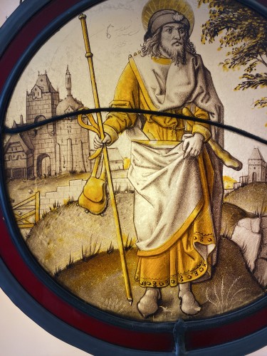 Stained glass Saint Jacob Major (from Compostella) Flanders 16th - 
