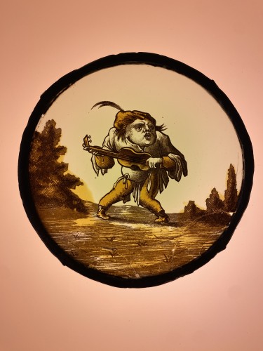 Two Grotesque musicians, France 17th century - Glass & Crystal Style Louis XIV