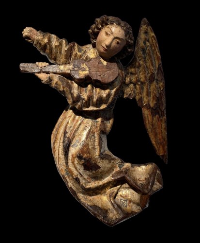Angel playing the vielle, Flanders 16th century - Religious Antiques Style Renaissance
