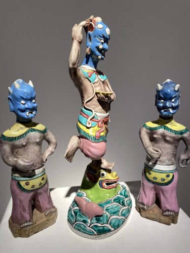 Antiquités - Kui Xing et deux acolytes, Chine vers 1900