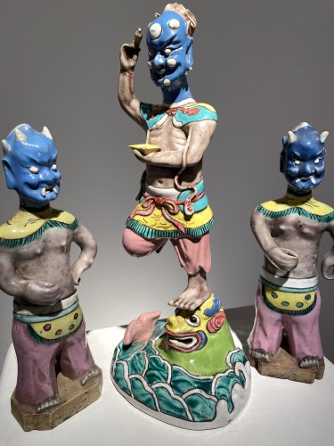 Antiquités - Kui Xing et deux acolytes, Chine vers 1900