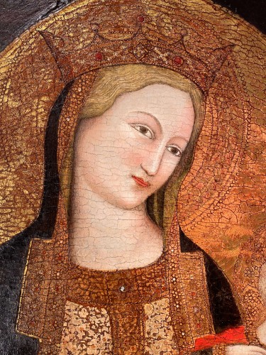 Madonna with Child and Goldfinch, Italy first half of 14th century - Religious Antiques Style Middle age
