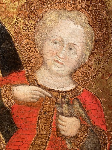 Antiquités - Madonna with Child and Goldfinch, Italy first half of 14th century