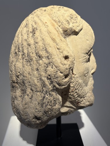 Antiquités - Tête d'un homme Saint, France circa 1450