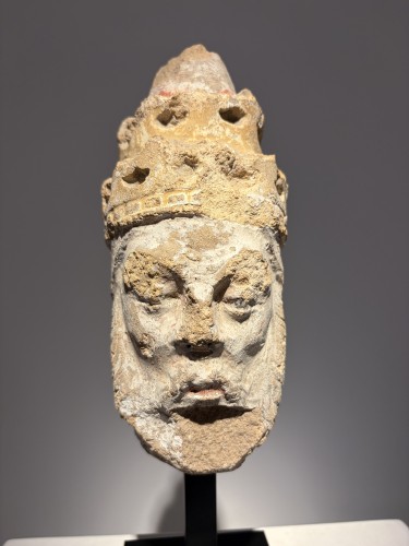  - Head of a Pope, France early 15th century