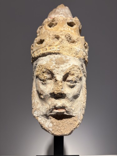 Antiquités - Head of a Pope, France early 15th century
