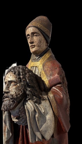 Saint Cuthbert tenant la tête de saint Oswald, France XVe siècle - Moyen Âge