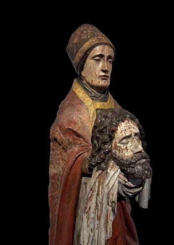 Moyen Âge - Saint Cuthbert tenant la tête de saint Oswald, France XVe siècle