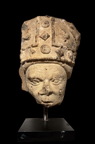 Head of a young Bishop, France 15th century - Religious Antiques Style 