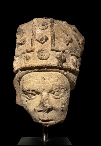 Religious Antiques  - Head of a young Bishop, France 15th century
