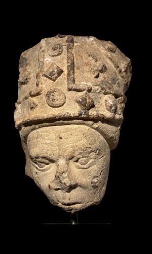 Antiquités - Head of a young Bishop, France 15th century