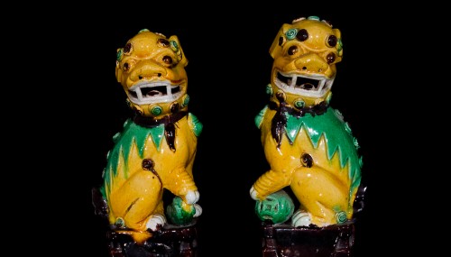 Asian Works of Art  - Pair of Guardian Lions (Kangxi, 1662-1722)