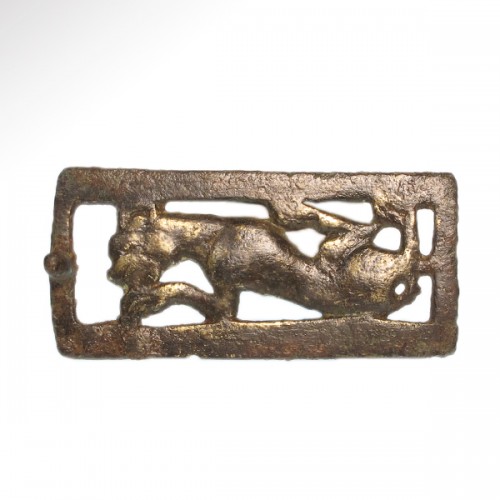 Two Bronze Belt Buckle Plaques (Ordos Civilisation, 6th-2nd cent BC) - Ancient Art Style 