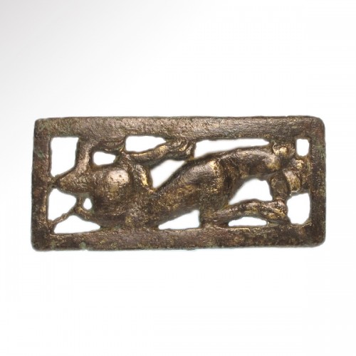 Ancient Art  - Two Bronze Belt Buckle Plaques (Ordos Civilisation, 6th-2nd cent BC)