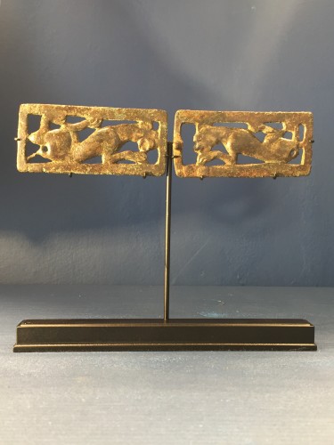  - Two Bronze Belt Buckle Plaques (Ordos Civilisation, 6th-2nd cent BC)