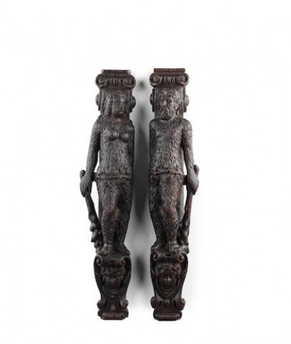 Pair of ‘Wild Man &amp; Wild Woman’, oak, late 16th century German or Flemish - 