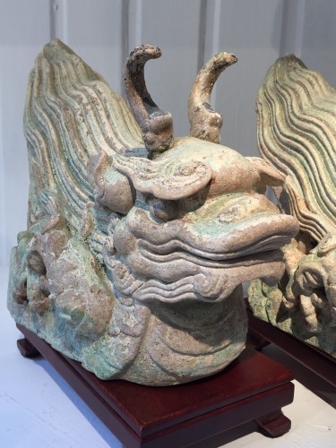 A Pair of Ming Dragon Rooftiles (15th century) - 