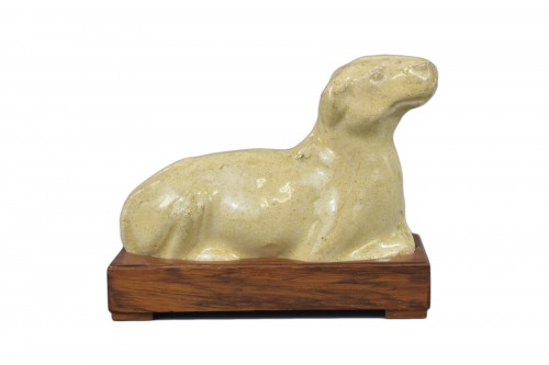 Cream coloured ceramic Dog, Tang Dynasty 618-907