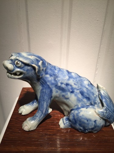  - Meiji Blue and White Ceramic Dog (Japan, 19th cent)