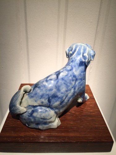Antiquités - Meiji Blue and White Ceramic Dog (Japan, 19th cent)