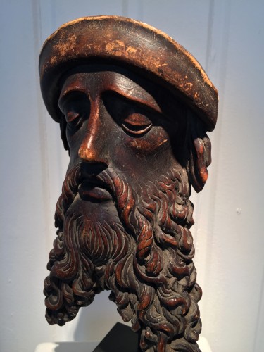 Homme à Barbe Fourchue, XVIe sièccle - Sculpture Style Moyen Âge