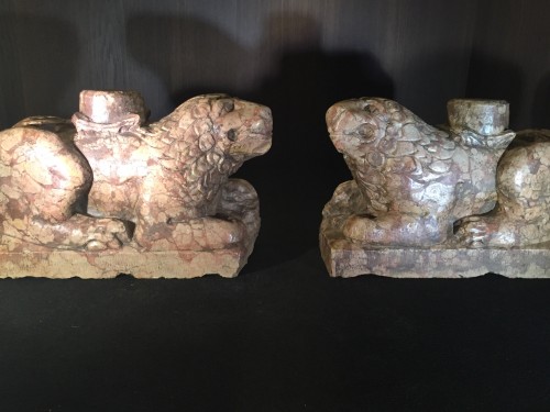 11th to 15th century - Two Stylophore Lions, Italy circa 1400